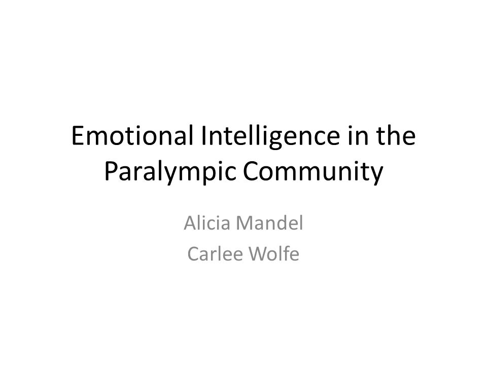Emotional Intelligence in the Paralympic Community