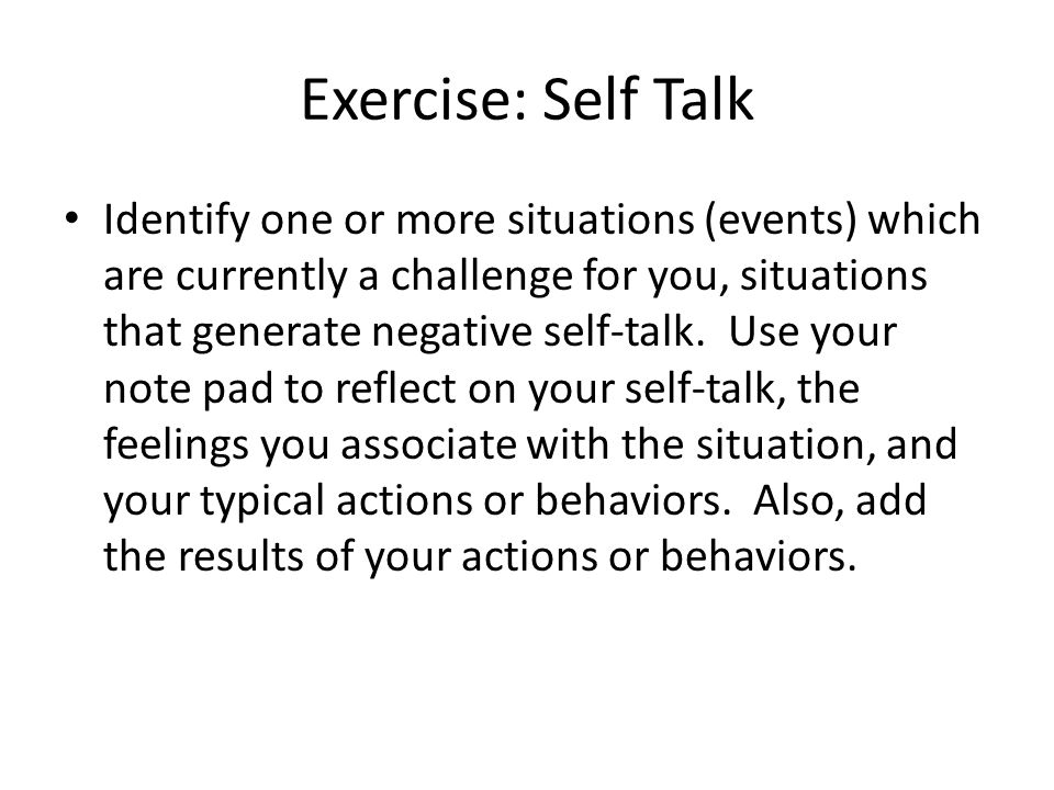 Exercise: Self Talk