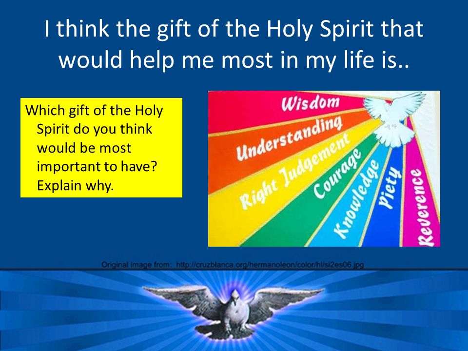 I think the gift of the Holy Spirit that would help me most in my life is..
