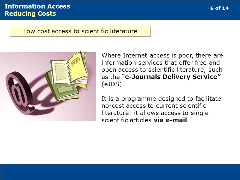 Low cost access to scientific literature