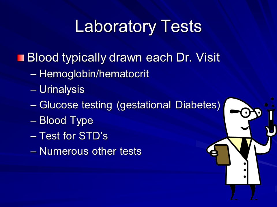Laboratory Tests Blood typically drawn each Dr. Visit