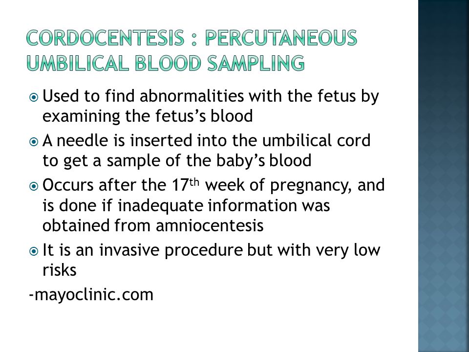 Cordocentesis : Percutaneous Umbilical Blood Sampling