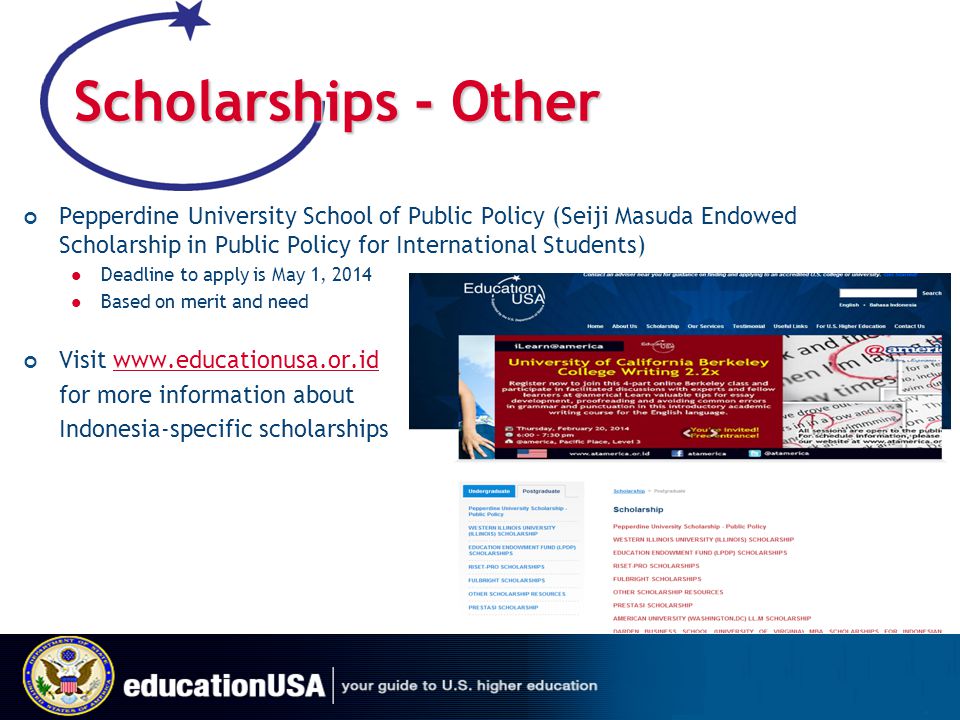 Scholarships - Other Pepperdine University School of Public Policy (Seiji Masuda Endowed Scholarship in Public Policy for International Students)