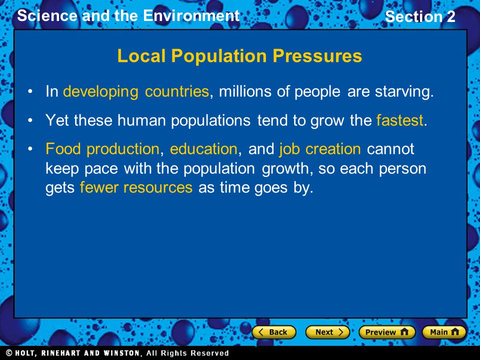 Local Population Pressures