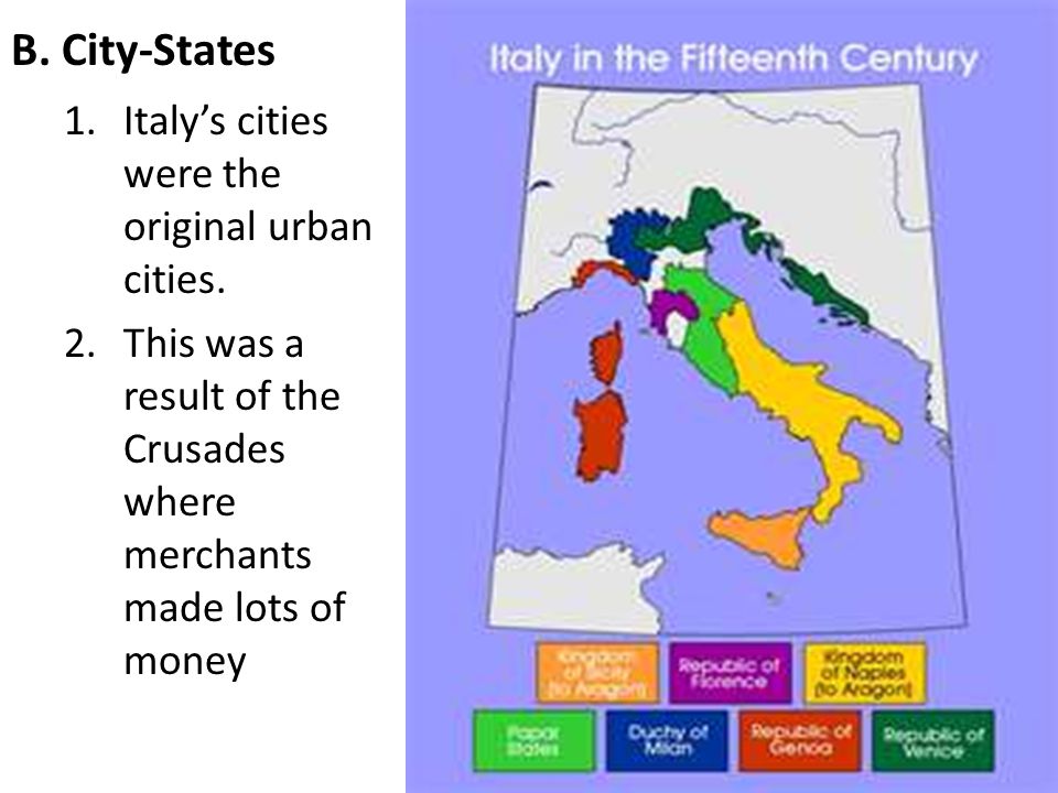 Italy’s cities were the original urban cities.