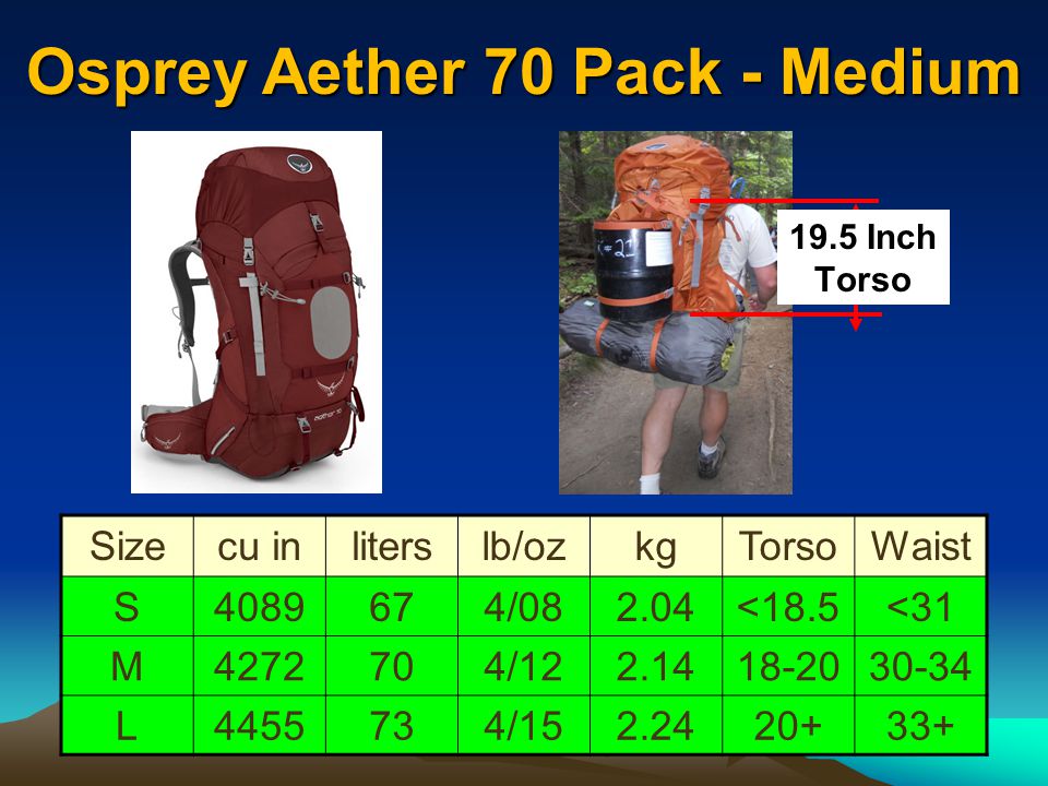 Osprey Aether 70 Size Chart