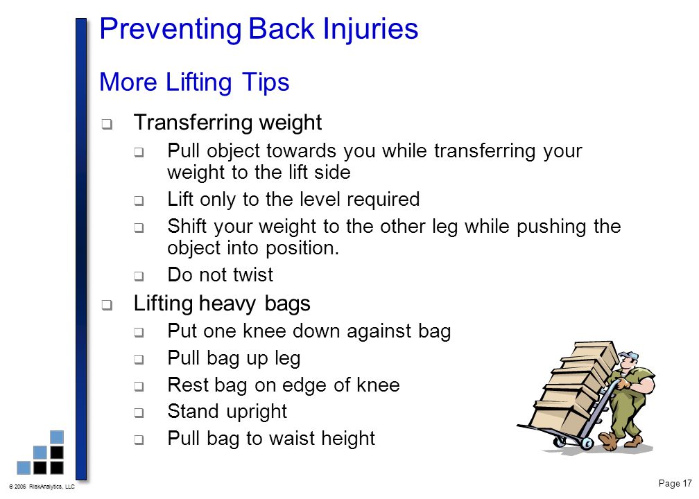 Preventing Back Injuries More Lifting Tips