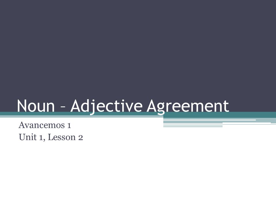 Noun – Adjective Agreement