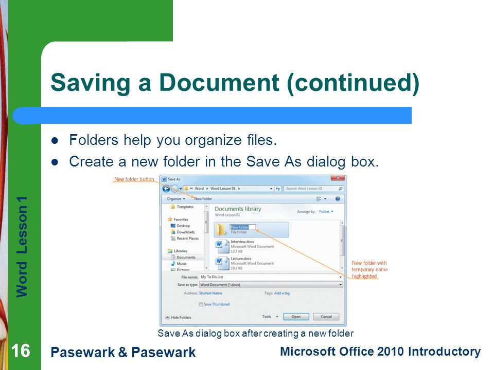 Saving a Document (continued)