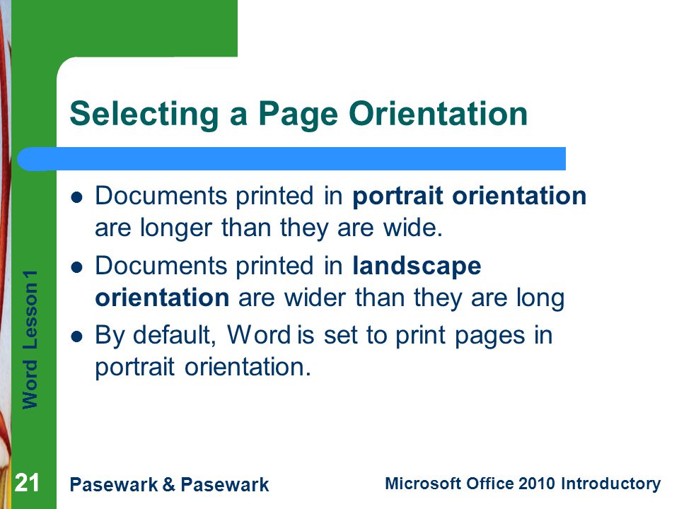 Selecting a Page Orientation