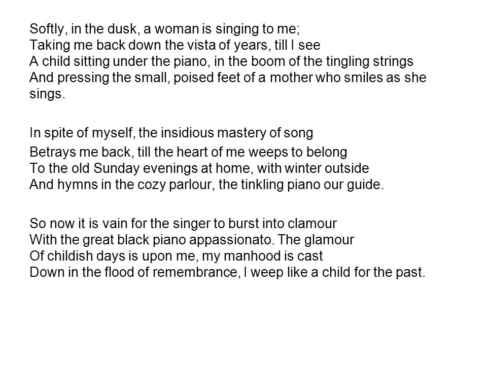 piano by dh lawrence summary