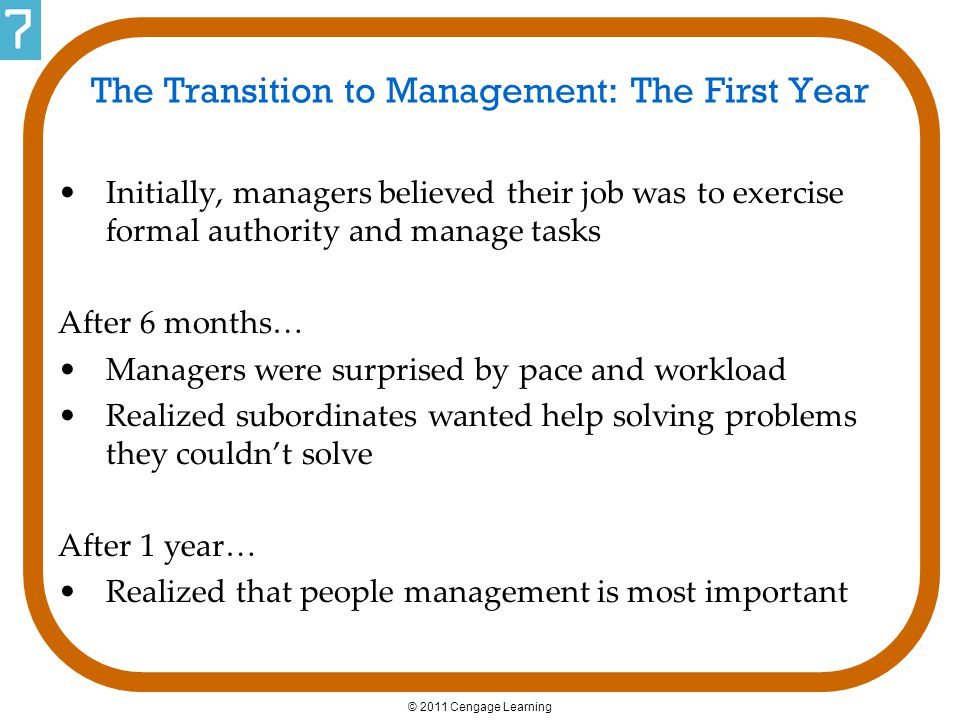 The Transition to Management: The First Year