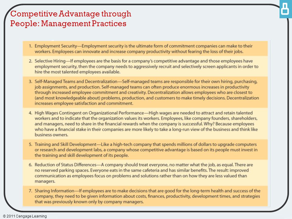 Competitive Advantage through People: Management Practices