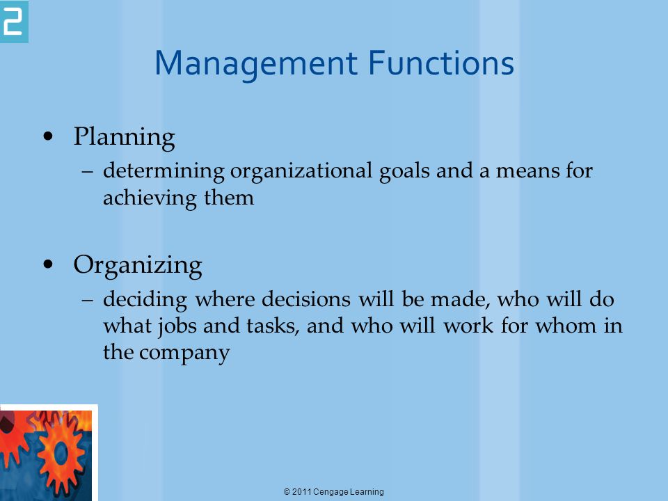 Management Functions Planning Organizing