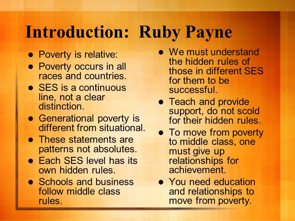 Ruby Payne Poverty Chart