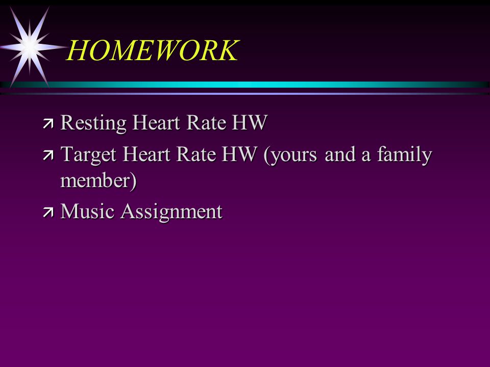 HOMEWORK Resting Heart Rate HW