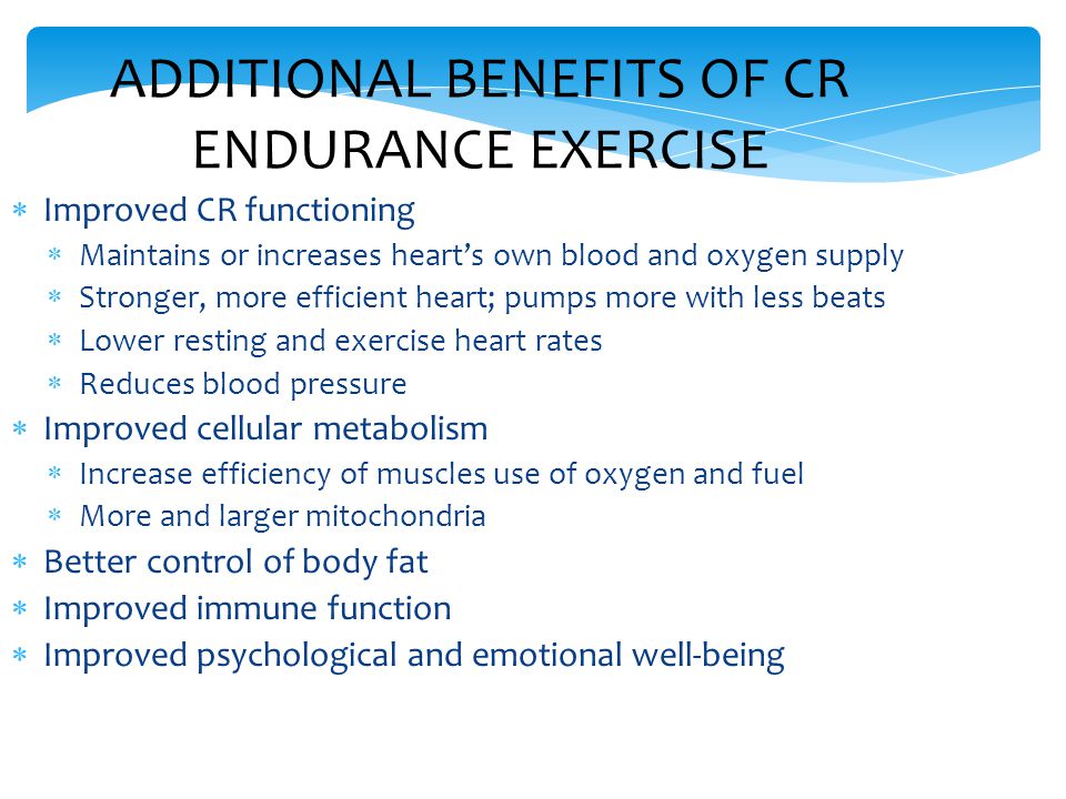ADDITIONAL BENEFITS OF CR ENDURANCE EXERCISE