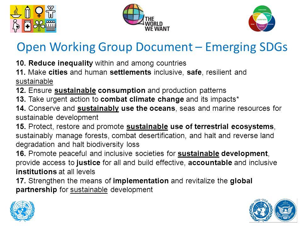 Open Working Group Document – Emerging SDGs