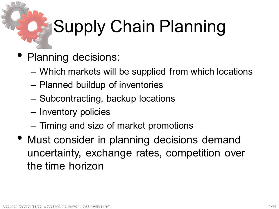 Supply Chain Planning Planning decisions: