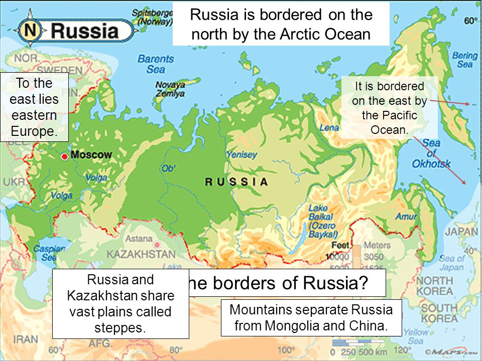 Where are the borders of Russia