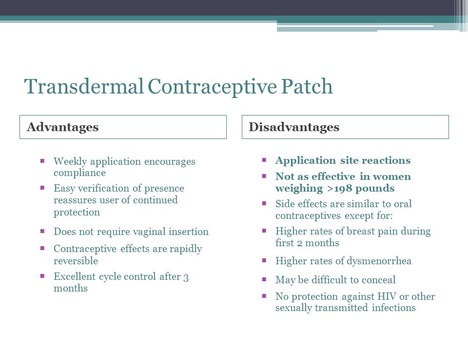 Contraception Advantages And Disadvantages Chart