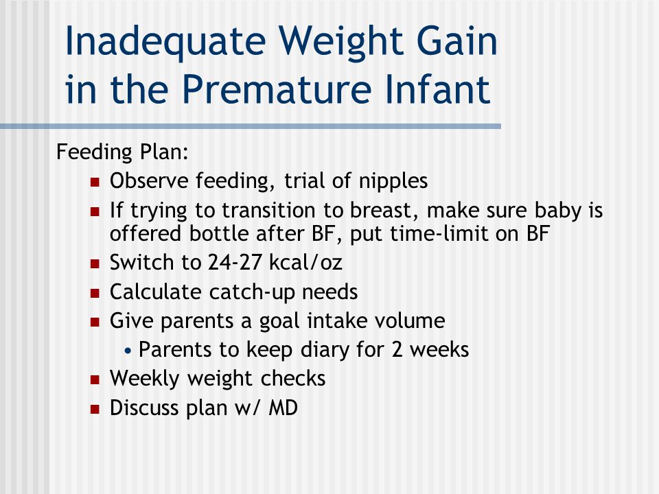 Premature Baby Feeding Chart