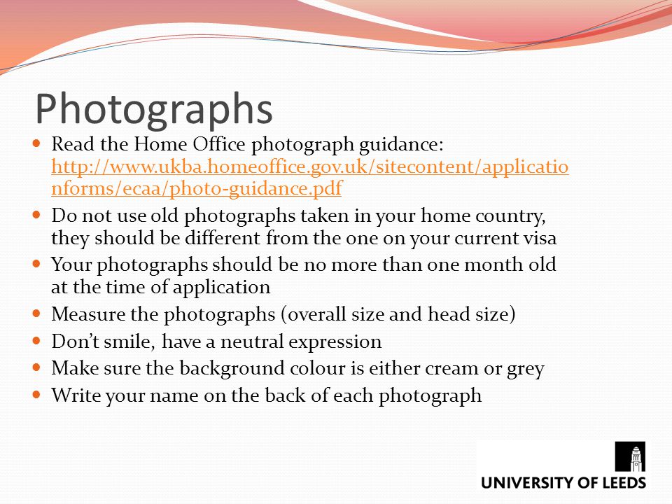 Photographs Read the Home Office photograph guidance: