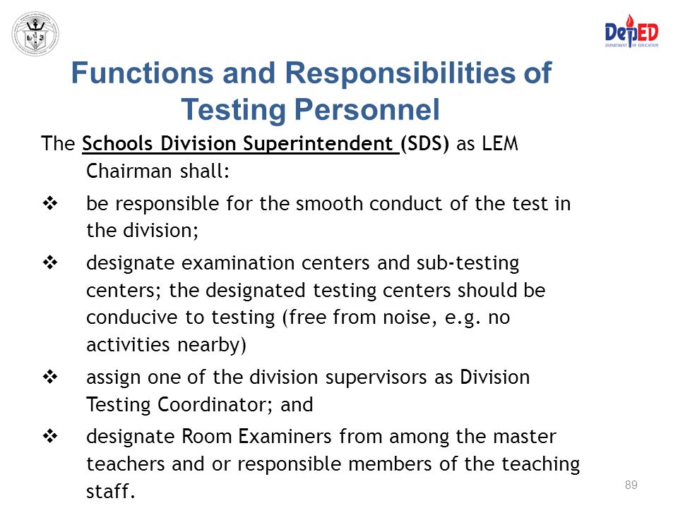 Functions and Responsibilities of Testing Personnel