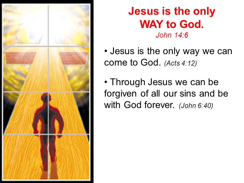 Jesus is the only WAY to God.