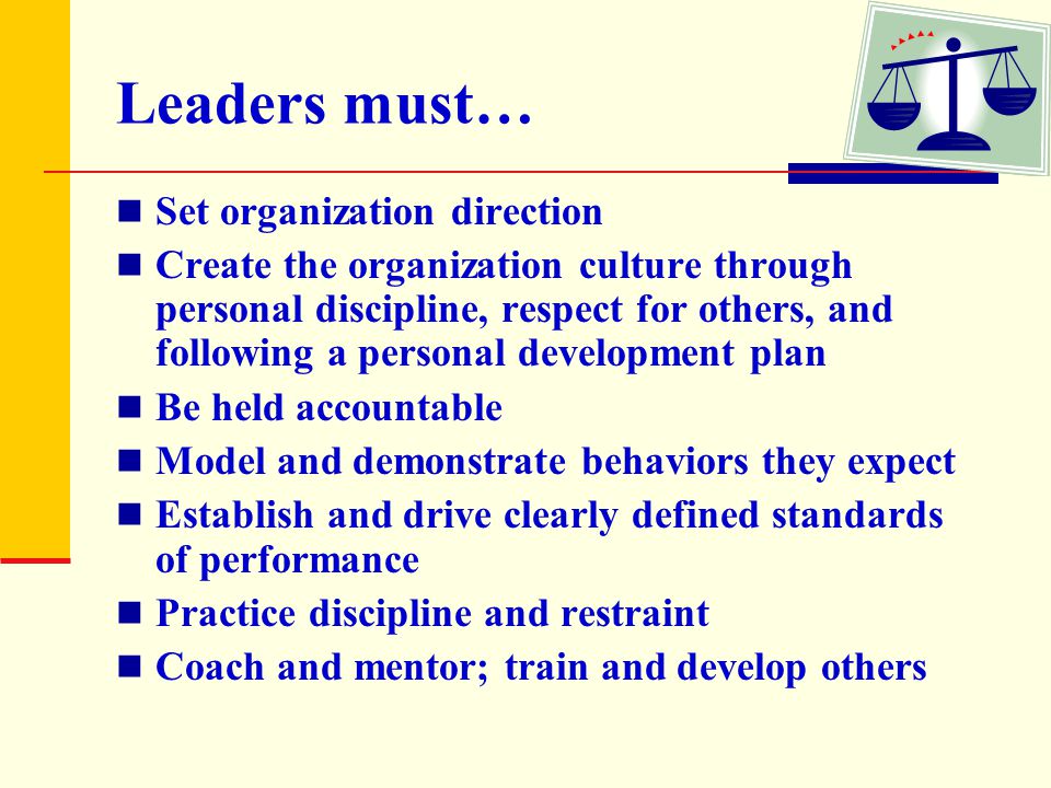 Leaders must… Set organization direction