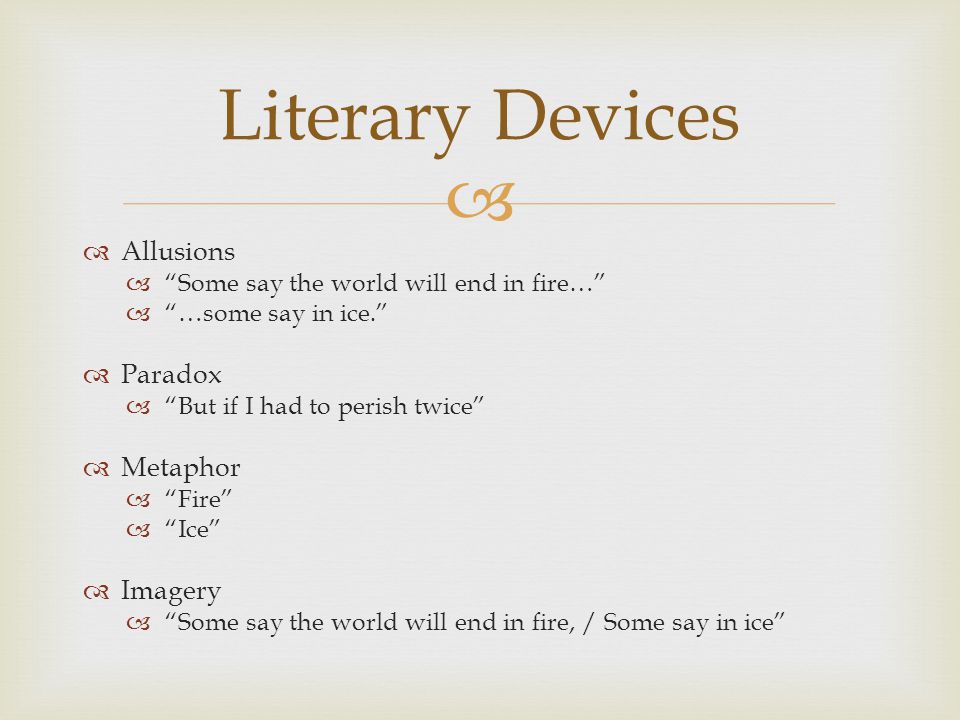 Literary Devices Allusions Paradox Metaphor Imagery