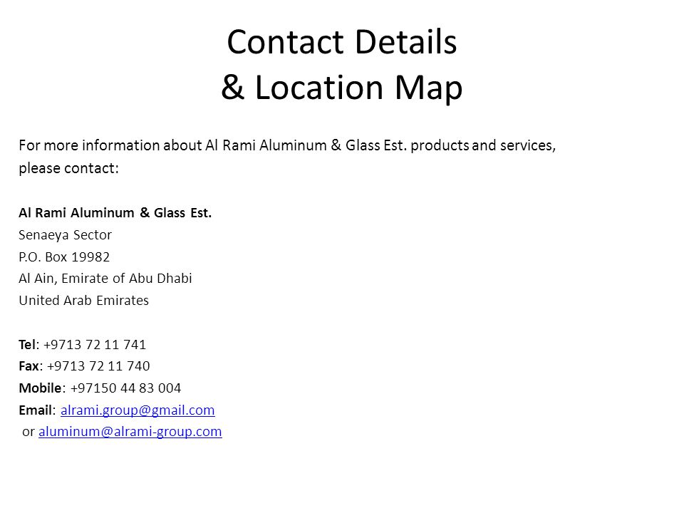 Contact Details & Location Map
