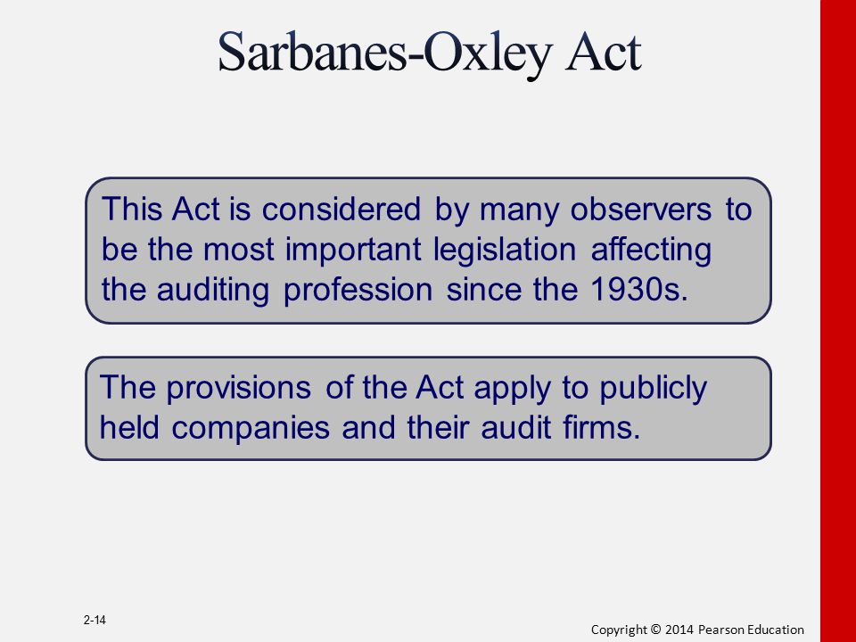 Sarbanes-Oxley Act This Act is considered by many observers to