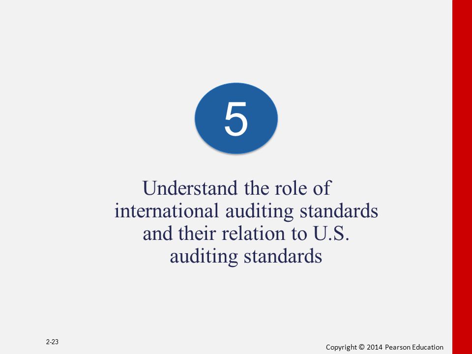5 Understand the role of international auditing standards and their relation to U.S. auditing standards.