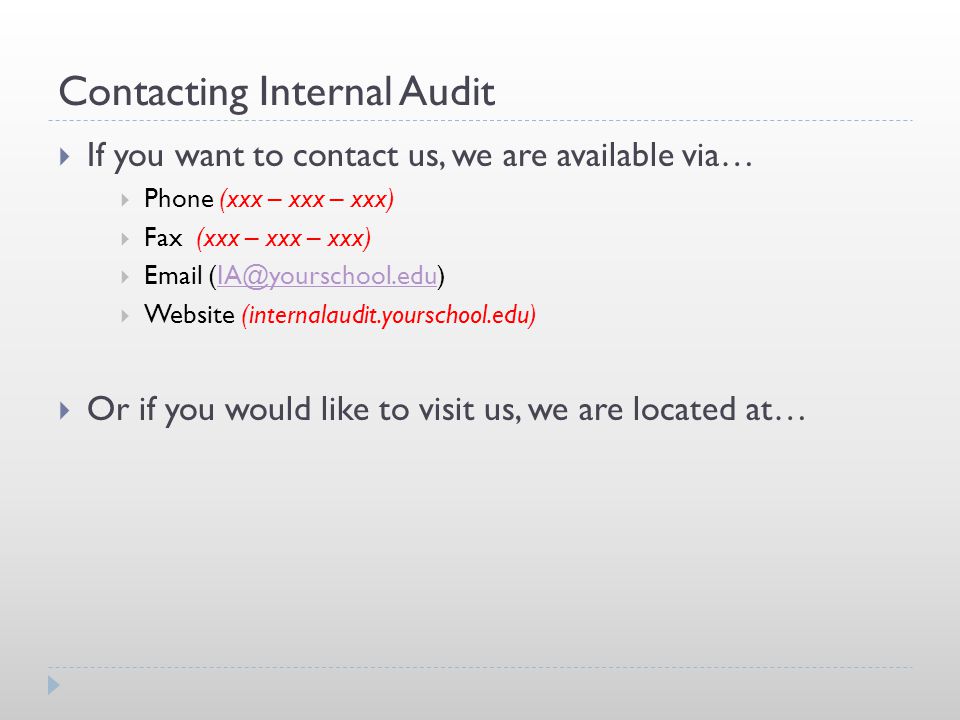 Contacting Internal Audit