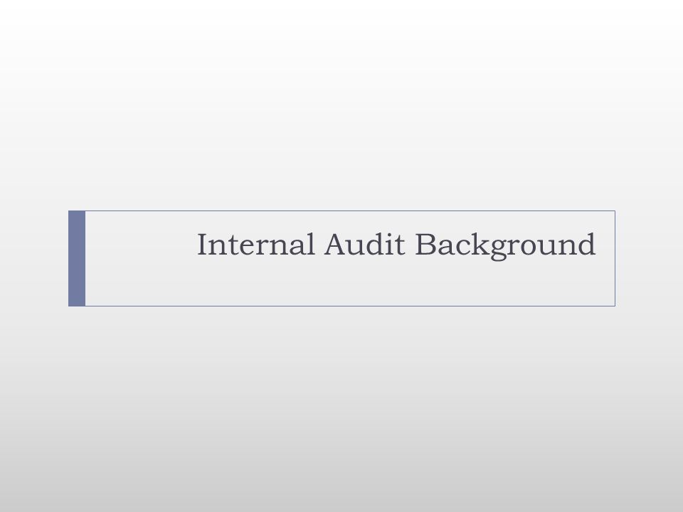 Internal Audit Background