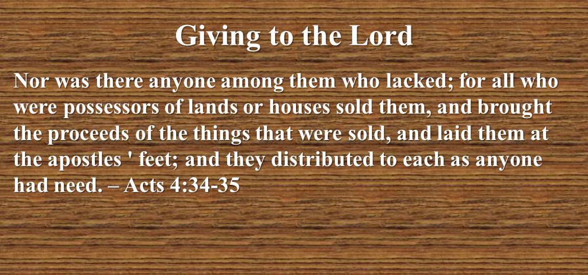 Giving to the Lord