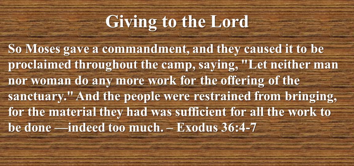Giving to the Lord