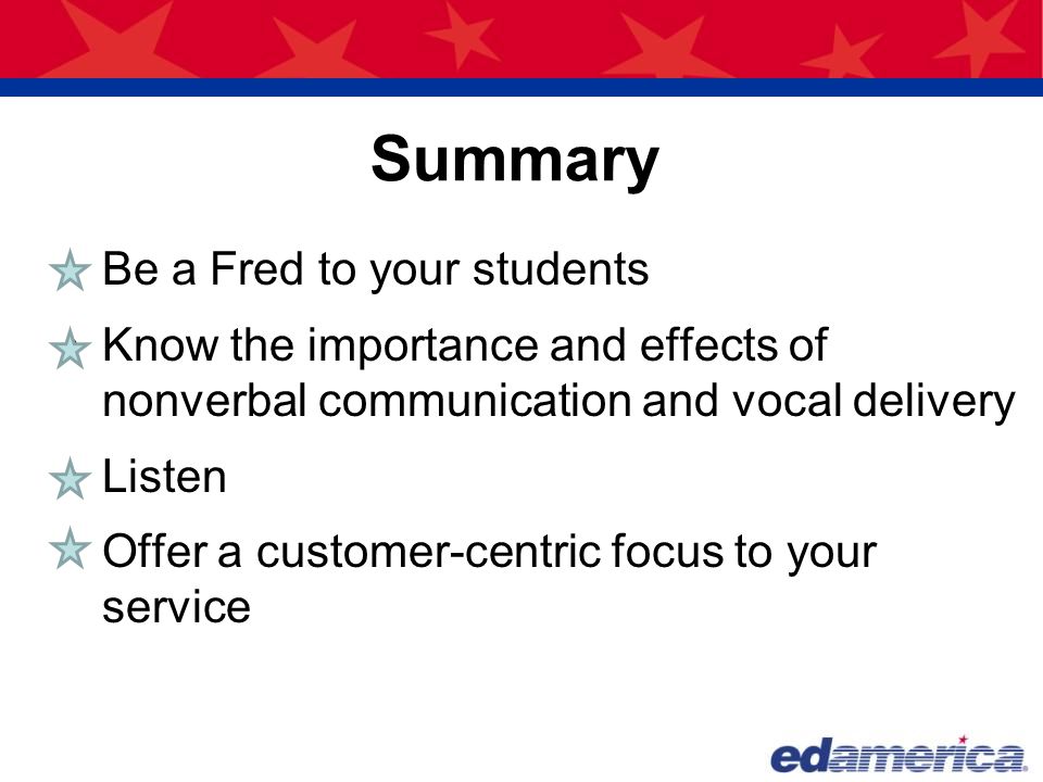 Summary Be a Fred to your students