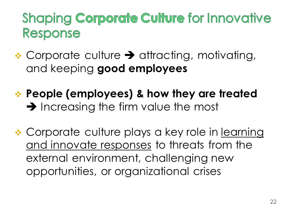 Shaping Corporate Culture for Innovative Response