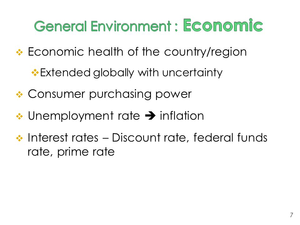 General Environment : Economic