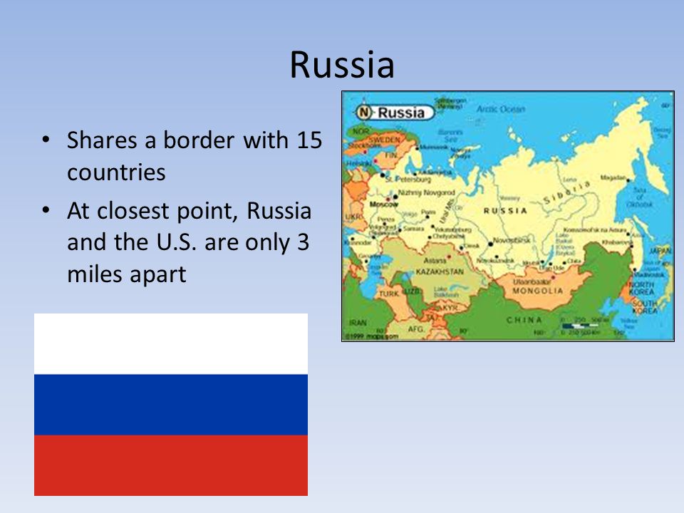 Russia Shares a border with 15 countries