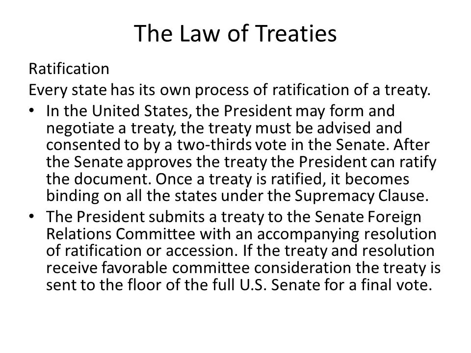 The Law of Treaties Ratification