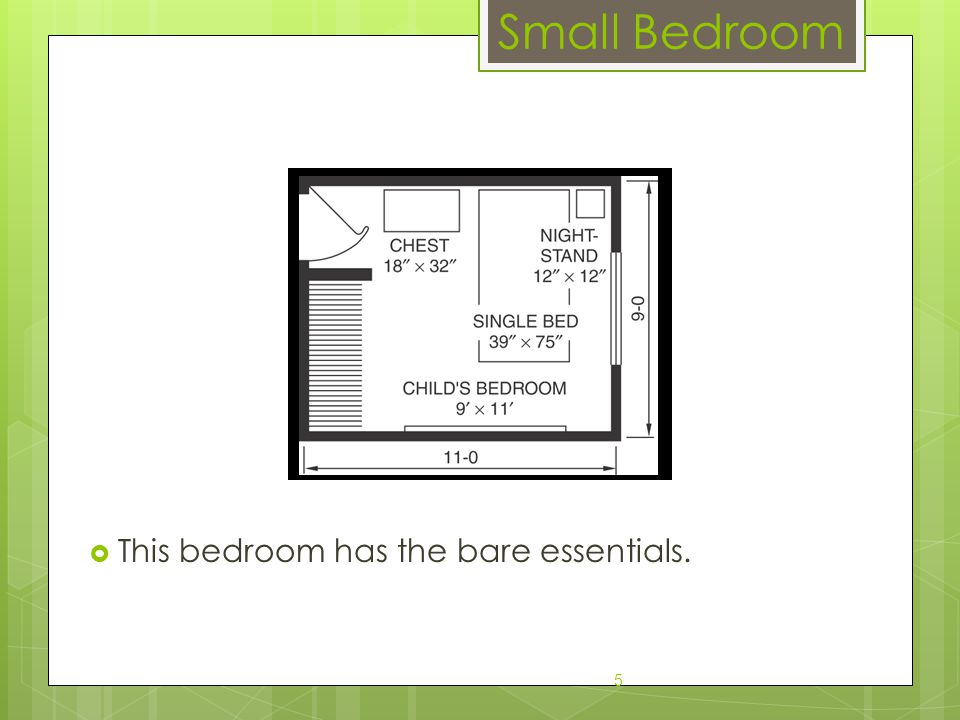 Small Bedroom This bedroom has the bare essentials. 5