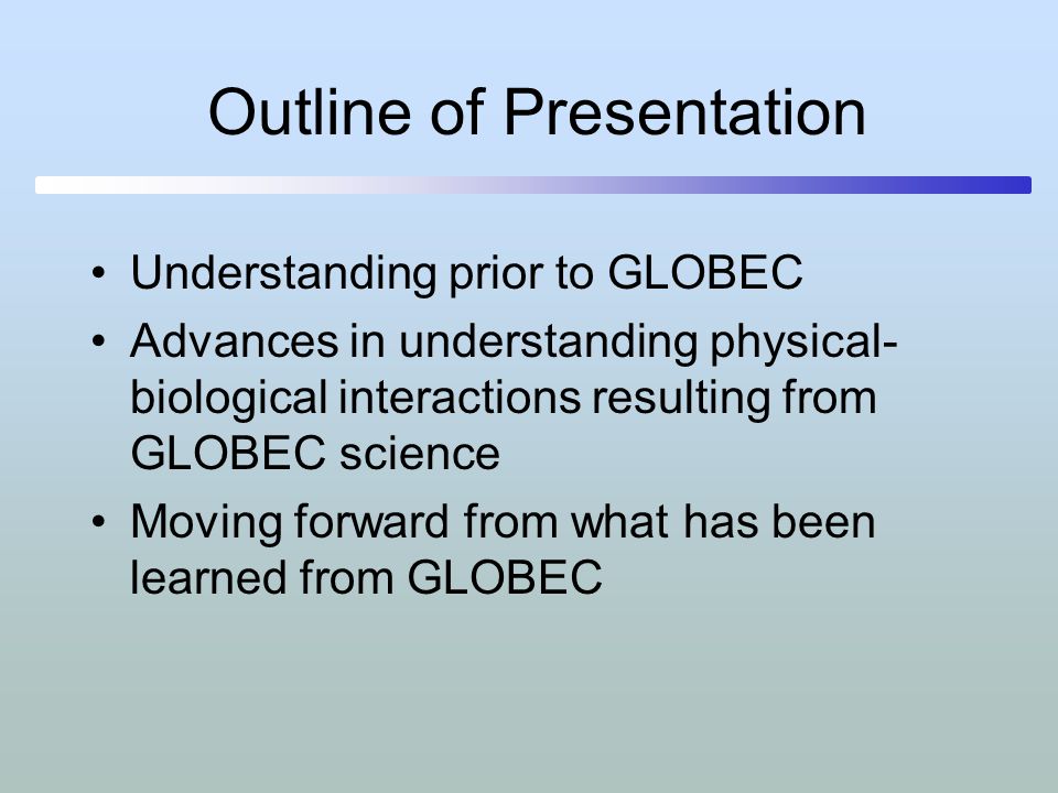 Outline of Presentation