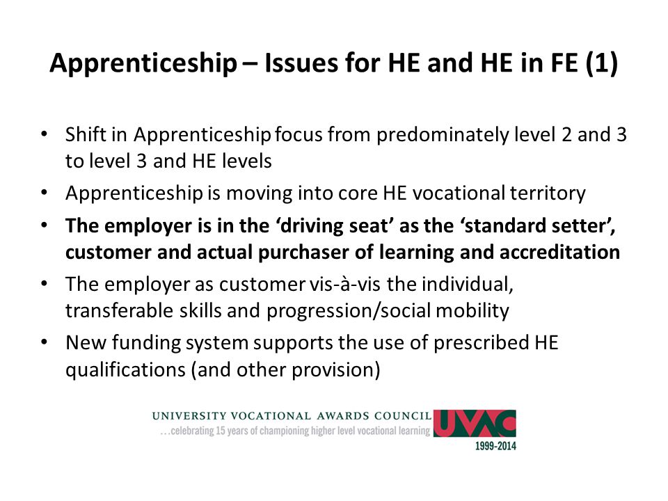 Apprenticeship – Issues for HE and HE in FE (1)