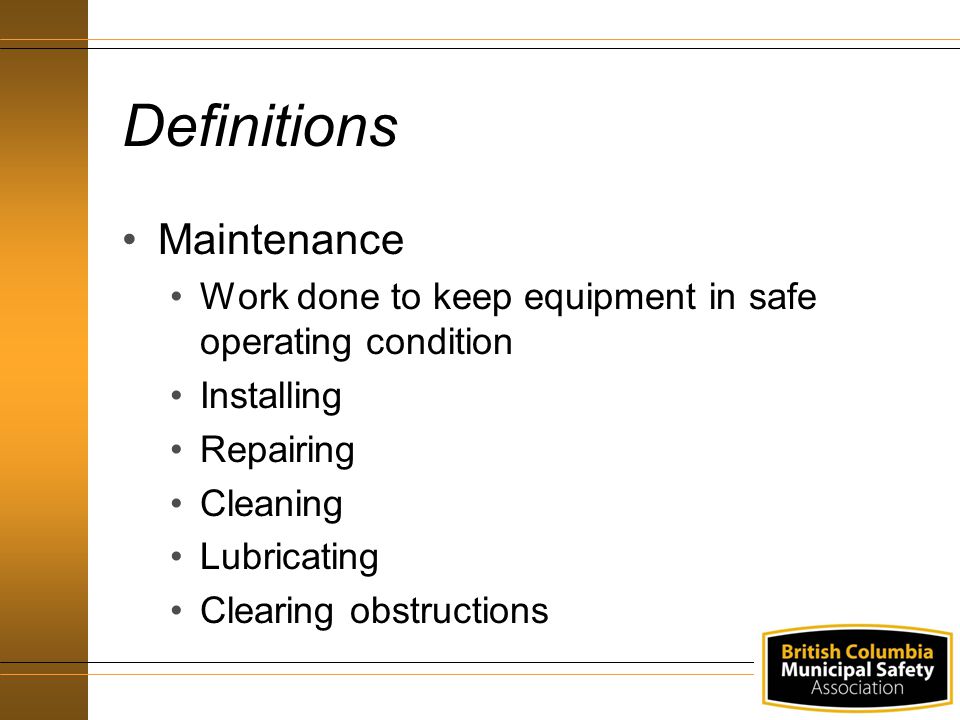 Definitions Maintenance