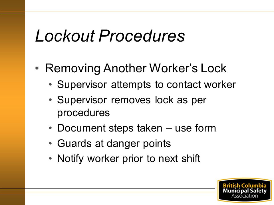 Lockout Procedures Removing Another Worker’s Lock