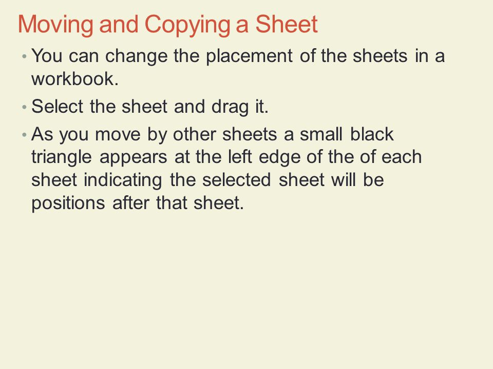Moving and Copying a Sheet