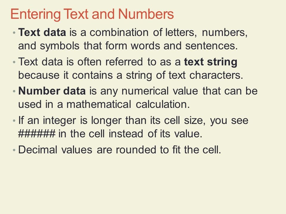Entering Text and Numbers